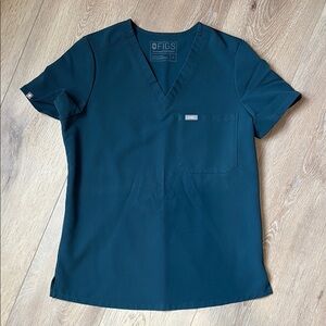 Figs Deep Teal Catarina V-Neck Scrub Top